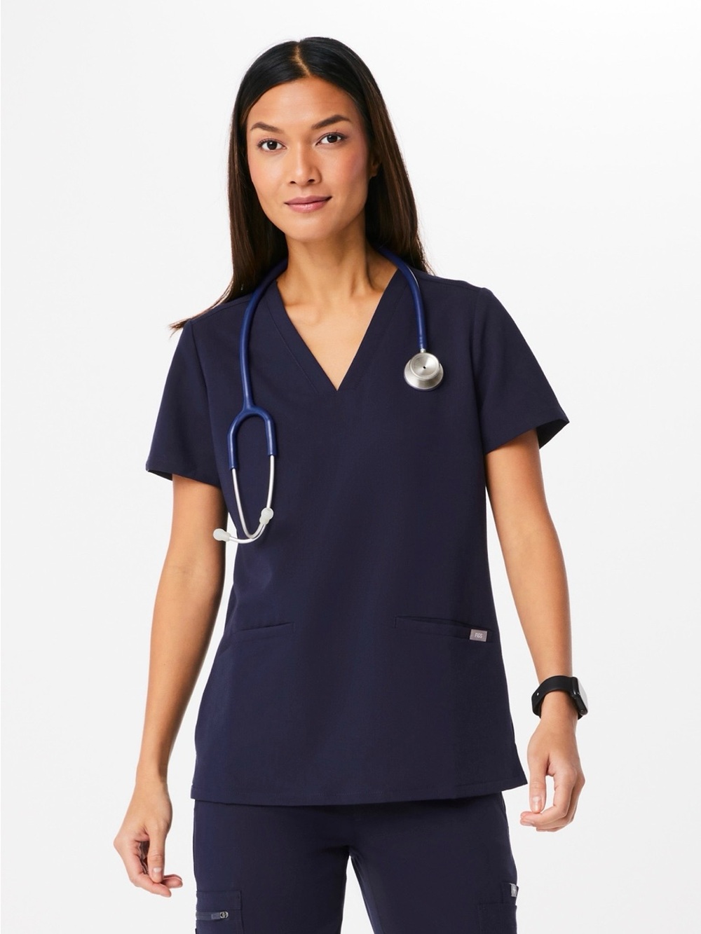 Figs Women’s Casma Scrub Top- Navy Blue
